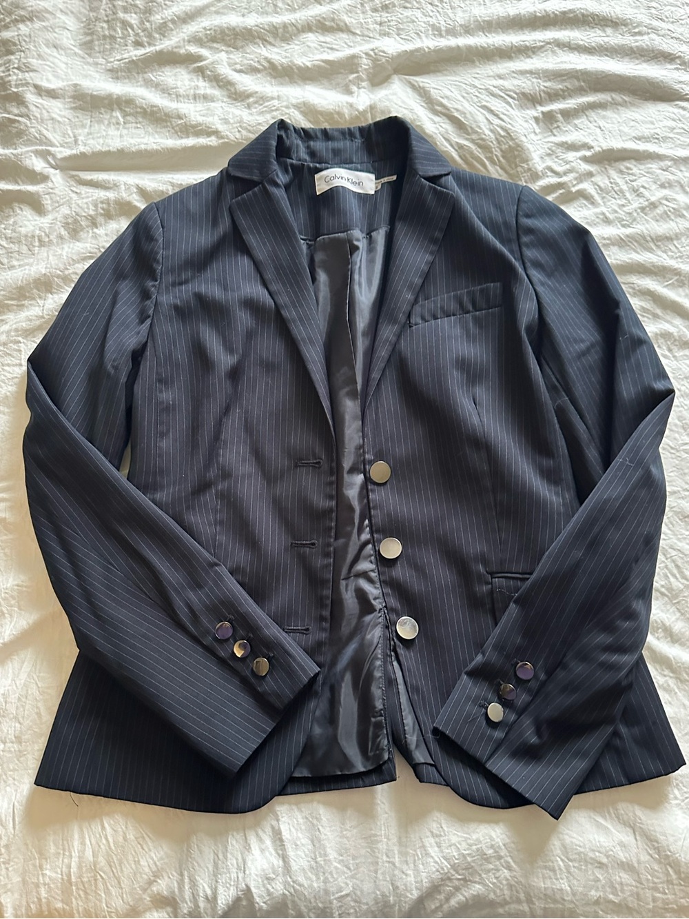 Calvin Klein Women’s Black Pinstripe Blazer Size 2